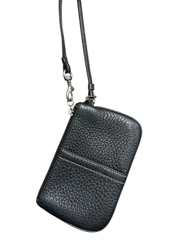 Coach Retro Pebbled Black Leather Wristlet - Image 4