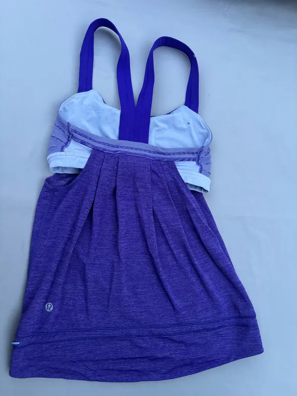 Lululemon Rest Less Tank Top Heather Bruised Berry Wee Striped Women’s Size 2 - Image 5
