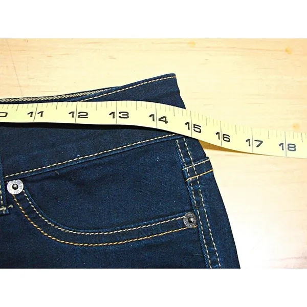 Just USA Womens Blue Dark Wash Pockets Stretch Denim Flared Jeans Size 7 PS213 - Image 2