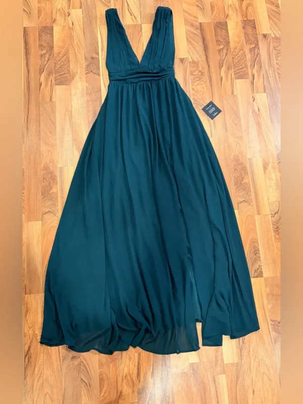 Lulu's Forest Green V-Neck Maxi Dress with High Slit - Image 5