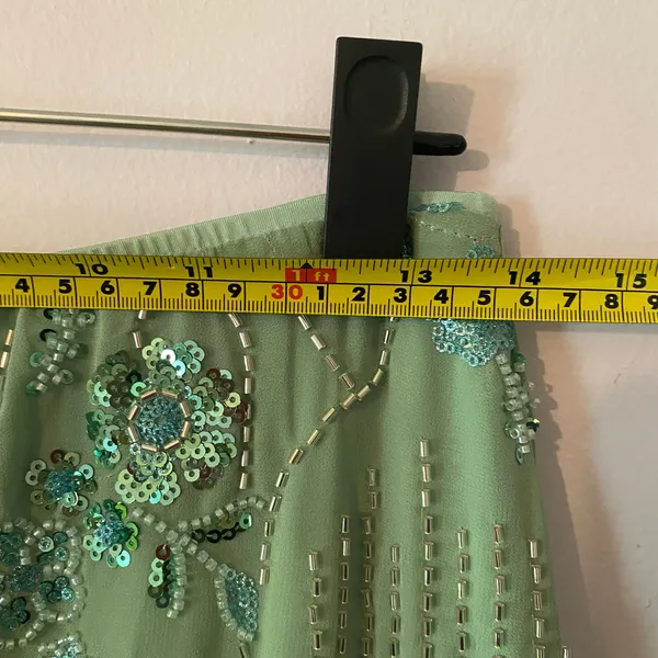 Green Allover Beaded Sequin Maxi Skirt Resort Vacation Glam Women's size Medium - Image 7