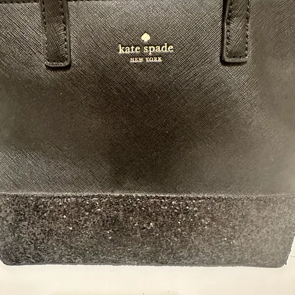 Kate Spade New York Ina Greta Court Black Glitter Handbag Satchel Mini Tote - Image 3