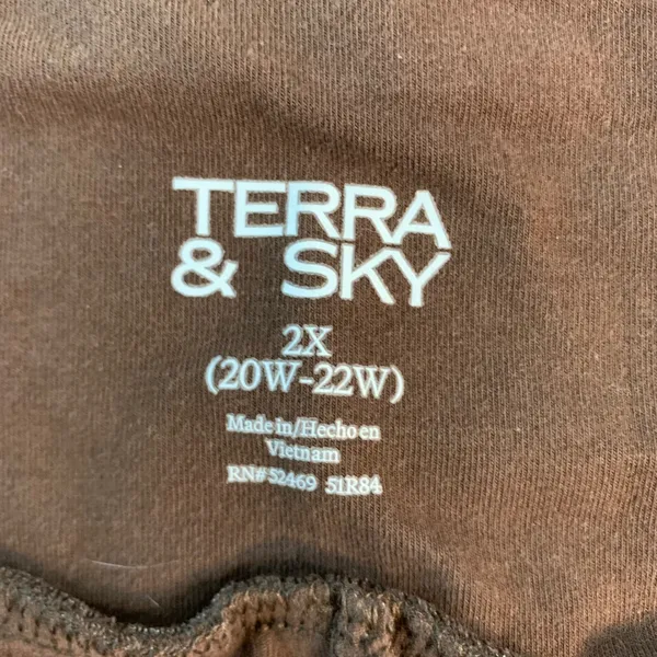 Terra‎ & Sky Brown Flare Leg Knit Pants Plus Size 2X 20W-22W Yoga Waist Slit Hem - Image 3