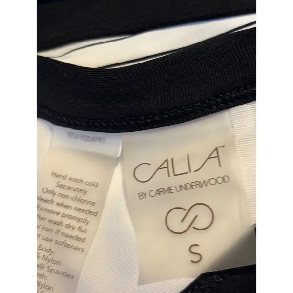 Calia by Carrie Underwood White Black Pinstripe High Neck Sports‎ Bra Small - Image 3