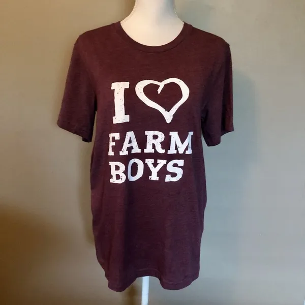 Canvas I ❤️Farm Boys Womens M Used Burgundy Heathered - Image 3