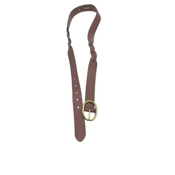 Fossil Belt Womens L Brown Leather Braided Detail Gold Buckle‎ Dress Work Casual - Image 9