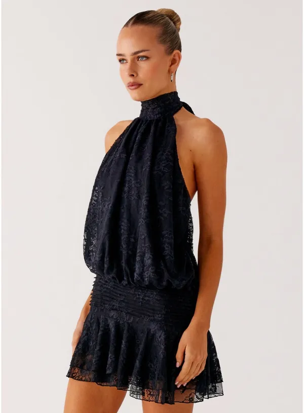 Peppermayo Willow Lace Mini Dress Black - Image 3