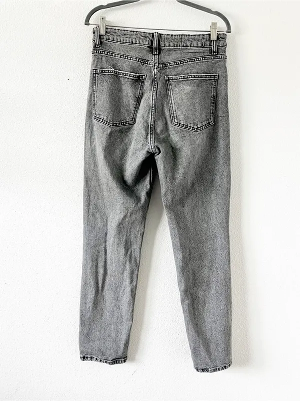 Zara Gray Wash Y2K Vintage Inspired High Rise Straight Leg Jeans - Image 6