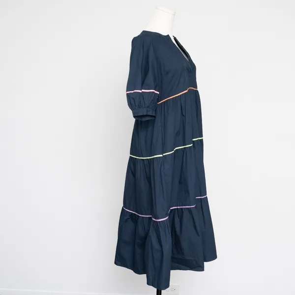 English Factory | Short Puff Sleeve Dress with‎ Piping Detail - Image 4
