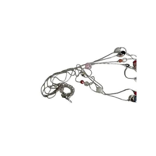 Marked NWT silver and pink beaded layered necklace - Image 7