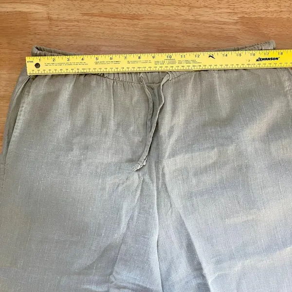 100% Linen Loose Fit Drawstring Sage Green Shorts Bay Street Clothing Size M - Image 5