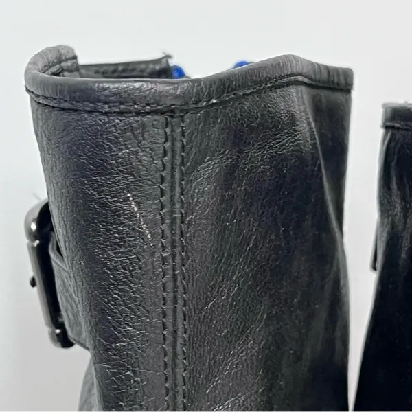 Steve Madden Temmpt Black Leather Mid Rise Boots 8M moto back zipper - Image 11