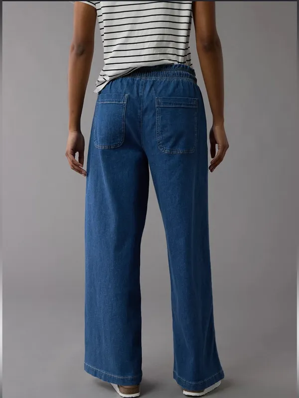 NWT!! American Eagle Dreamy Drape Linen Blend Pull-On Pants in Indigo - Image 2