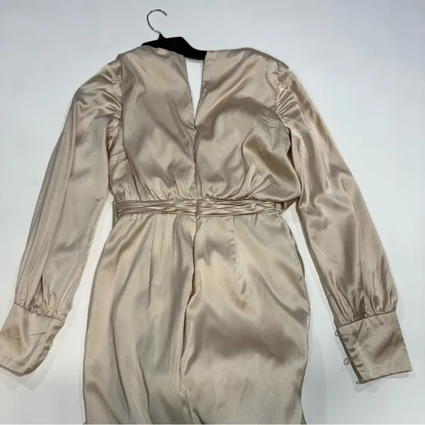 Ieena for Mac Duggal Long Sleeve Gown Champagne long sleeve dress size 4 - Image 8
