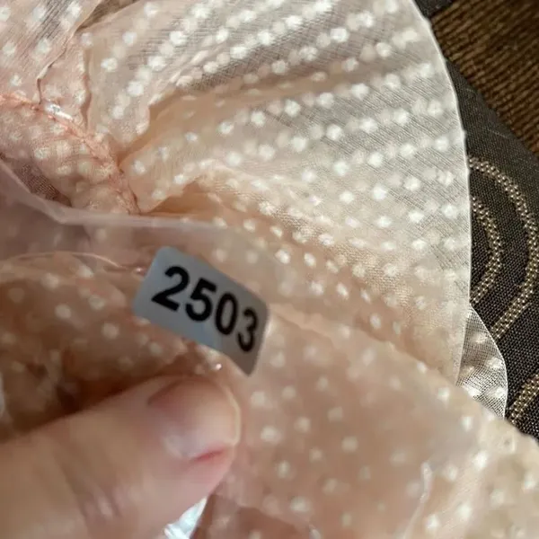 Vintage pale pink size XS Swiss dot sheer sleeves cropped jacket. - Image 8