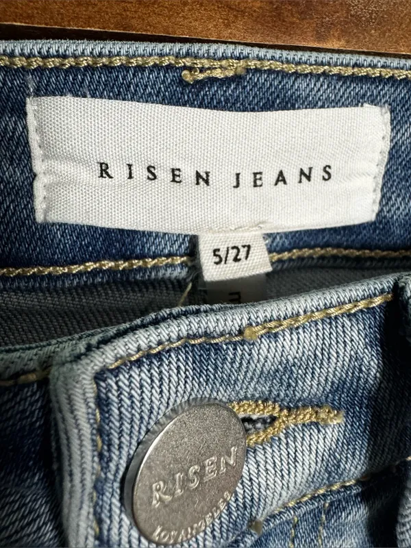 Risen Two-Tone High-Rise Flare Jeans Size 5/27 - Image 10