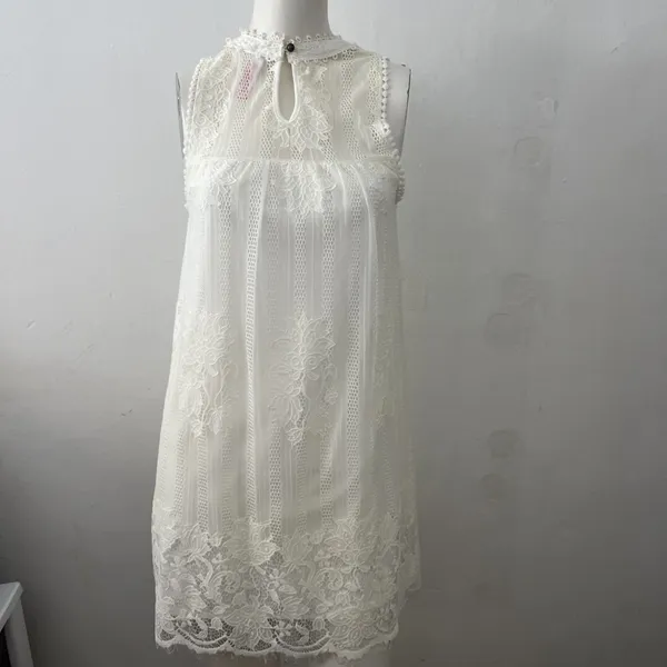No Boundaries Womens White Lace Dress S Cottagecore Prairie Romantic Coastal Cowgirl Lace - Image 3