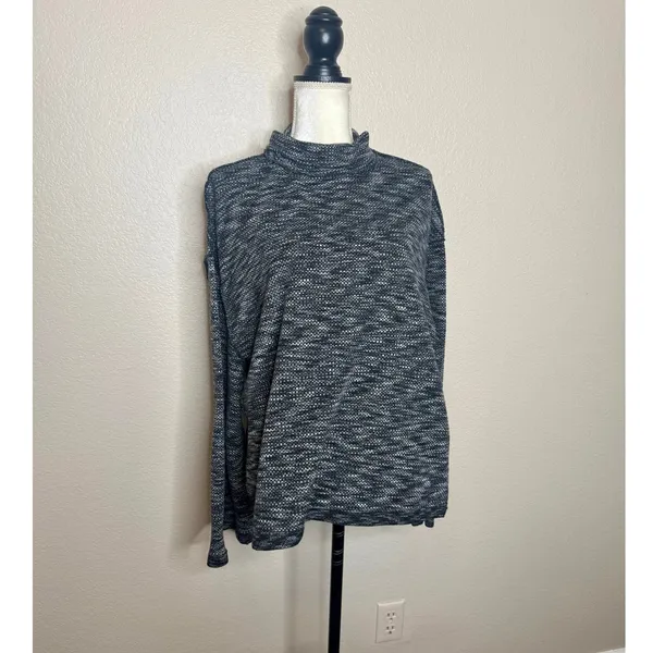 WE THE FREE PEOPLE Women's L SUNNY DAYS Mock Neck Thermal Long Sleeve Top Black - Image 3