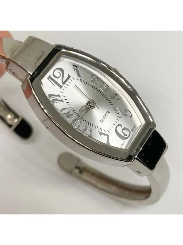 Silver tone quartz analog women cuff bracelet watch 20mm bracelet 7” running - Image 2