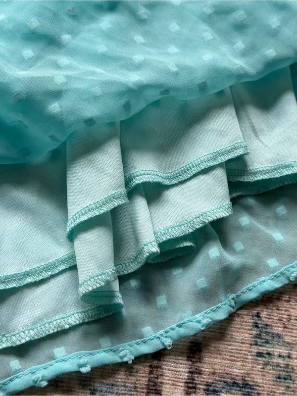 Lucy in the Sky Aqua Green Flowy Shorts Elastic Waist Lined Textured Lightweight Women’s XS/S - Image 5