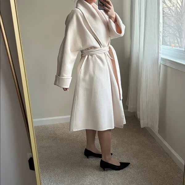 Handmade Ecru shawl coat. M White Size M - Image 8