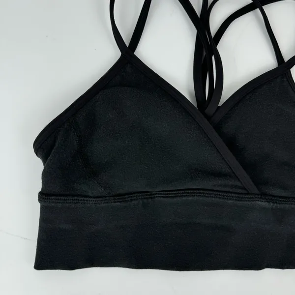 Lululemon Superb Bra Sz 4 Black Practice Cotton Strappy Open Back - Image 6