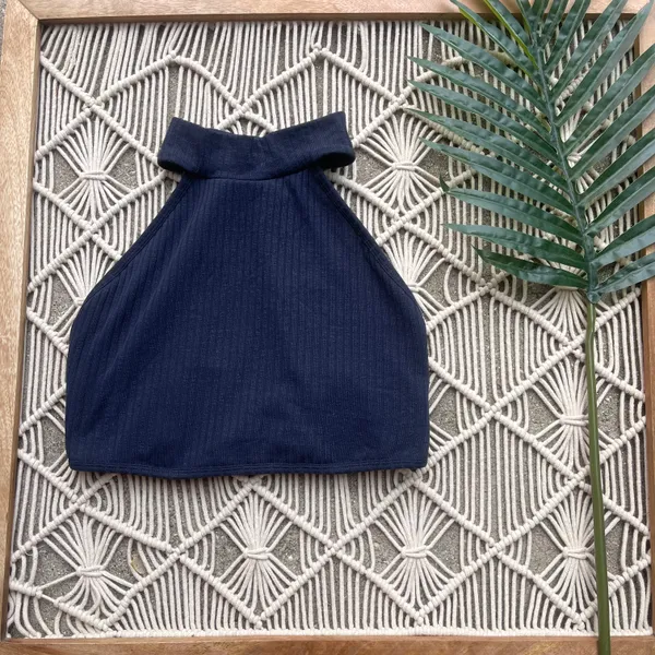 Free People Movement Ribbed Navy Crop Top Size Small - Image 4