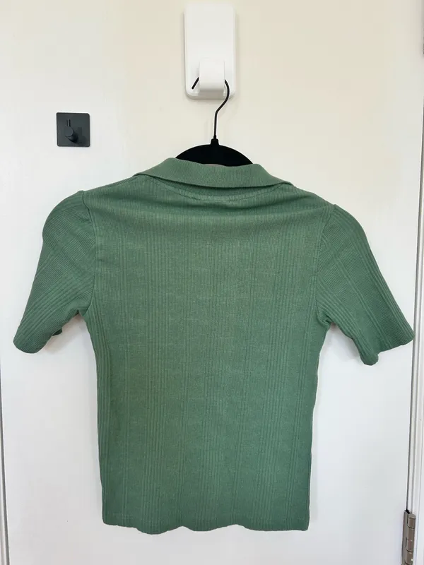 Frank and Oak Cropped Polo Green - Image 2