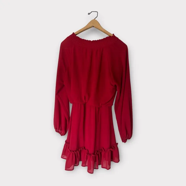 Dee Elly Women's Long‎ Sleeve Ruffle Blouson Dress Size S - Image 4