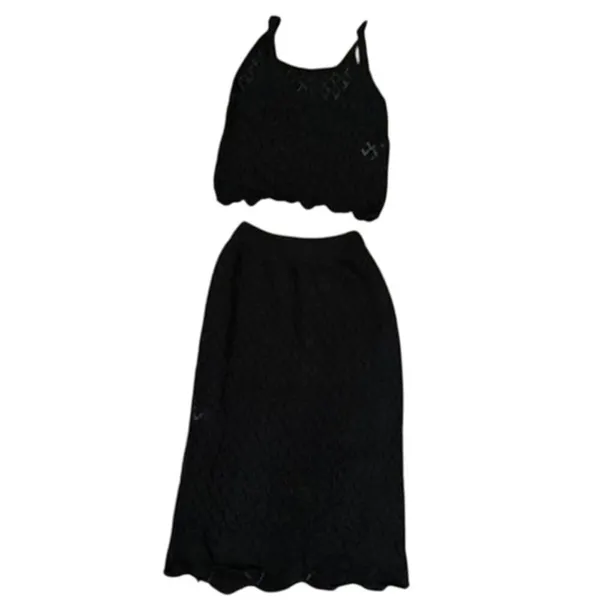 SheIn Women's Two Piece Midi Skirt and Crop Top in Black, Size S​​ - Image 3
