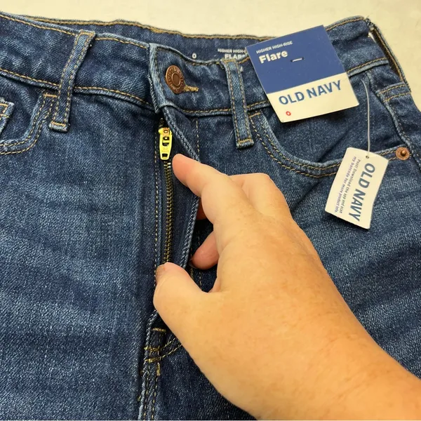 Old Navy Higher High Rise Flare Womens Size 0 / 24‎ Waist Blue Denim Jean NEW - Image 11