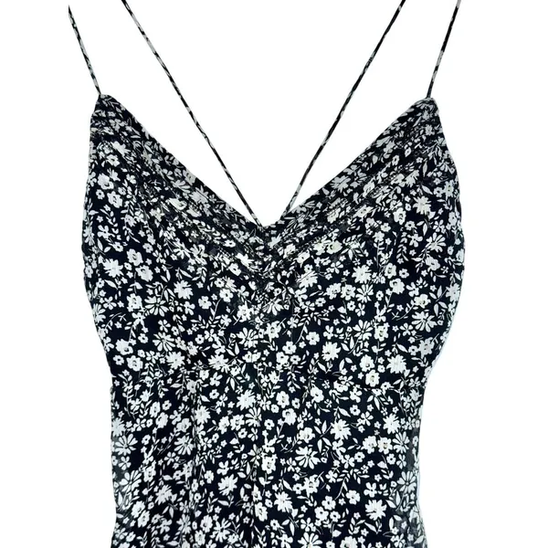 Abercrombie & Fitch Black White Floral Print Tie Back Mini Dress Womens Size S - Image 6