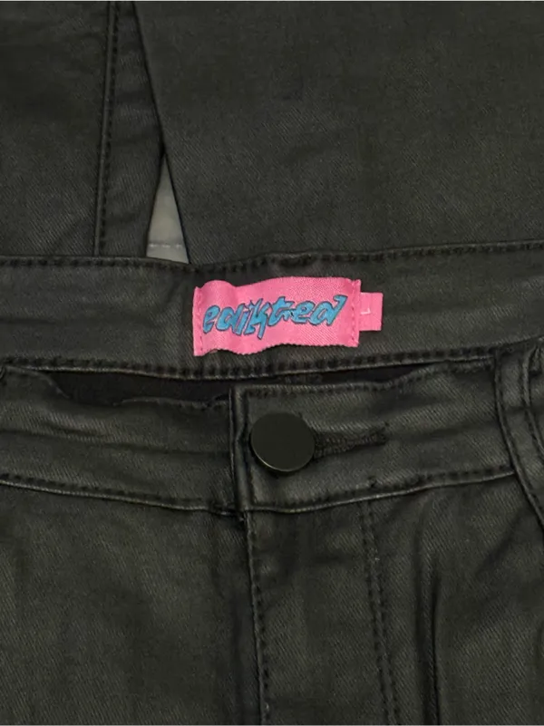 Edikted black leather flare pants #leather #biker - Image 3