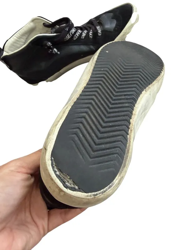 GOLDEN GOOSE Women’s Black Leather Hi Top Sneakers Size 36 / US 6 - Image 3
