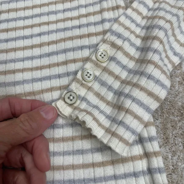 J.McLaughlin Annette Sweater Womens Large‎ NWT Tan Grey Striped Ribbed Knit - Image 11