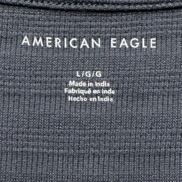 American Eagle Womens Large Dark Gray Ribbed Short Sleeve Button Front Top - Image 5