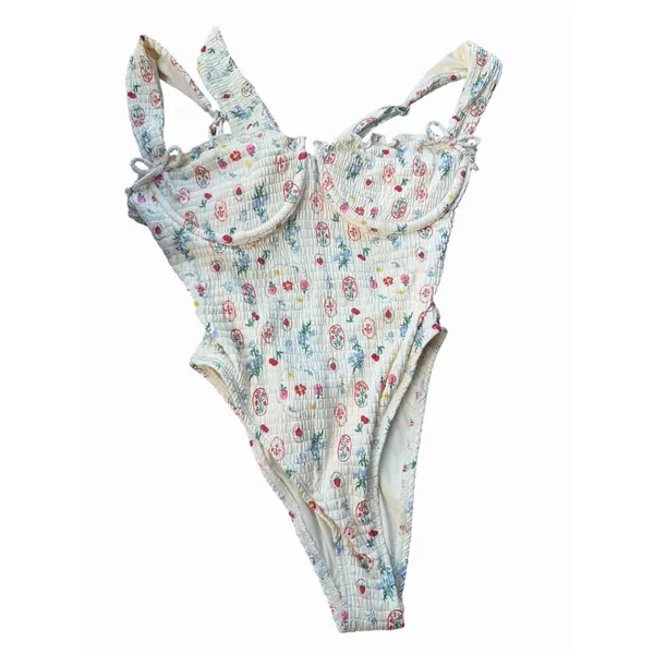 NEW DIPPIN' DAISY'S Fleur One Piece Swimsuit Printemps Smocked Underwire S - Image 2