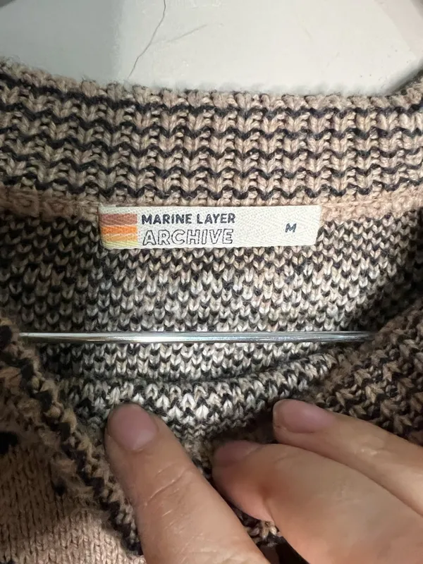 Marine Layer Archive Avalon Fair‎ Isle Palm Trees Cotton Wool Blend Crew Sweater - Image 6