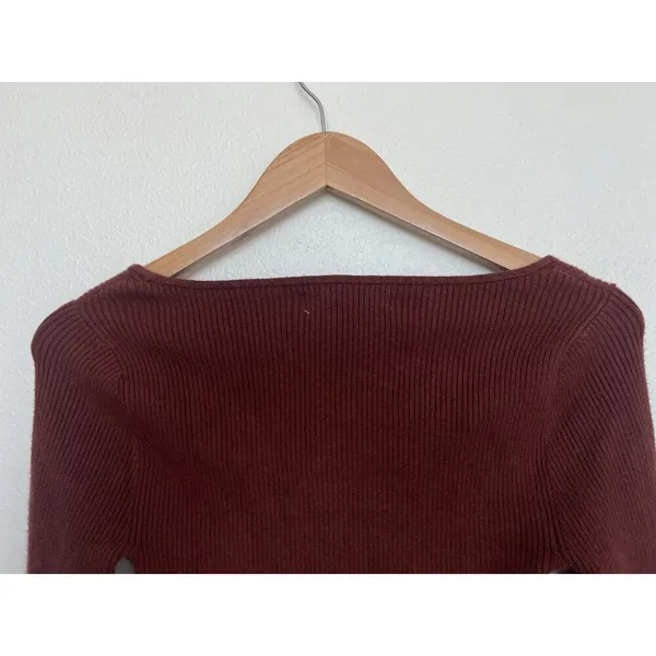 Abercrombie & Fitch Scoop Neck Burgundy Ribbed Corset Sweater Cropped Top Small - Image 6