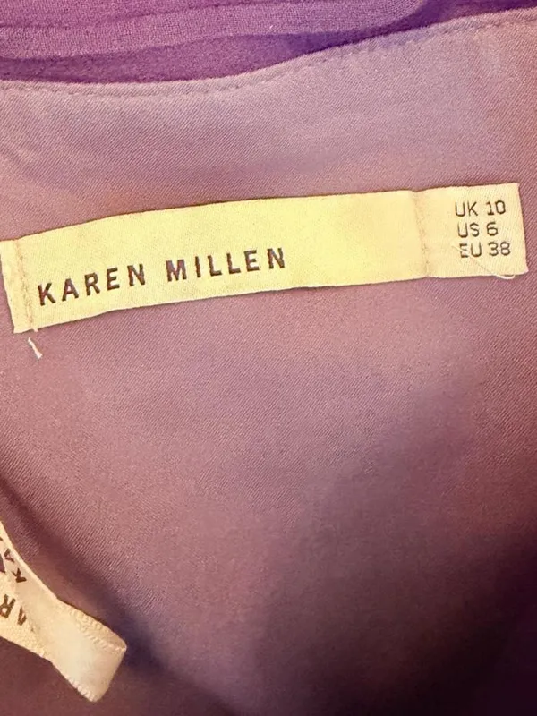 Karen Millen 100% Silk Purple Floral Maxi Dress Size 6 - Image 7