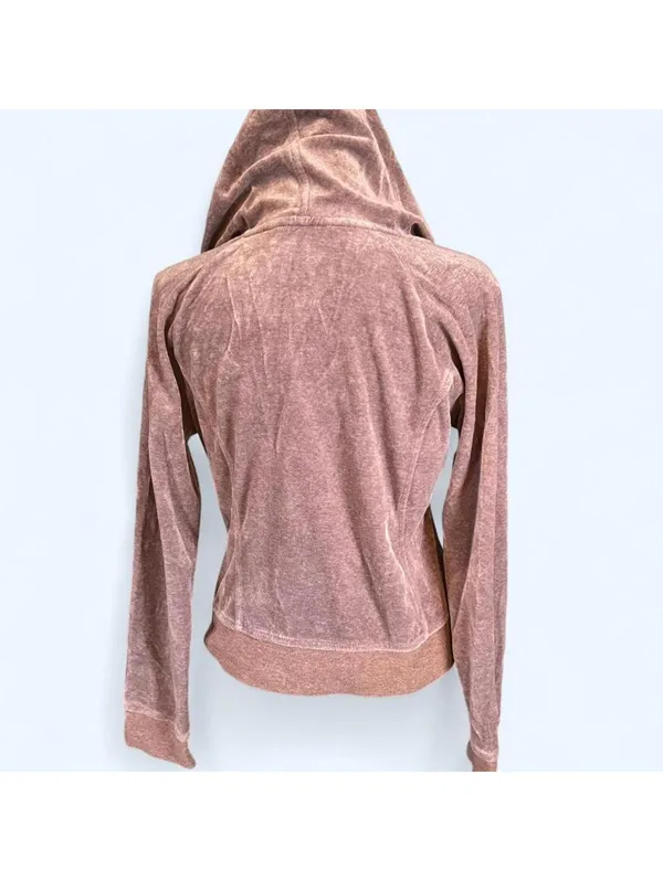 Vintage Y2K SO Fairycore Coquette Velour Zip Up Hoodie Size Medium 🤎 - Image 4