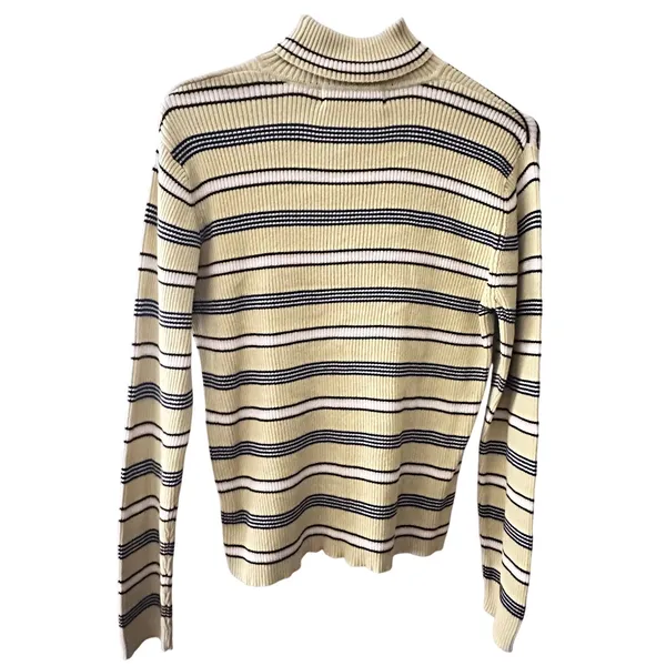 Marsh Landing Striped Turtleneck Sweater Long Sleeve Yellow Black White Casual M - Image 3