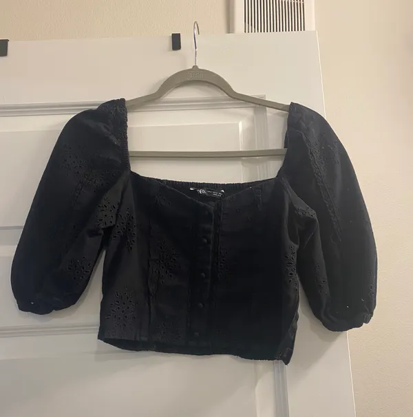 ZARA Eyelet Crop Top - Image 2