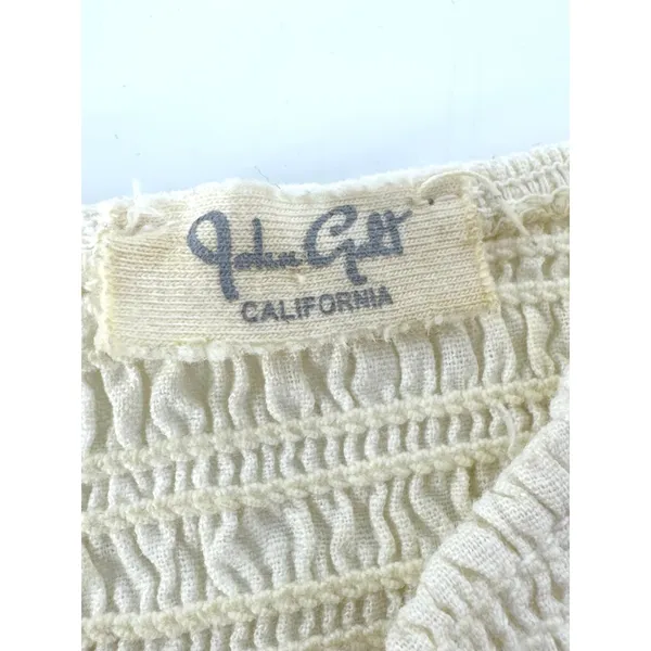 John Galt Brandy Melville Cream Smocked Linen Blend Crop Top Cami One Size - Image 6