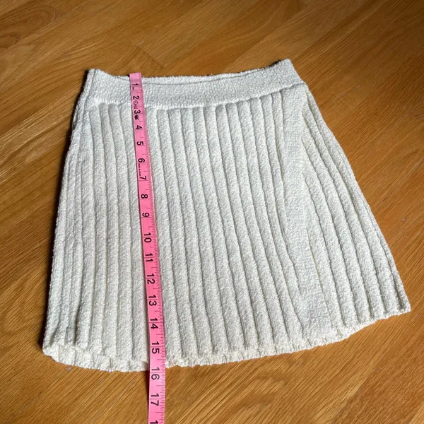 Free People Ivory Ribbed Knit Mini Skirt XS Pull On High Rise Stretch Waist - Image 7
