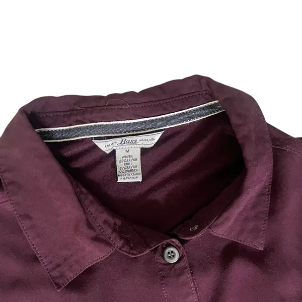 Bass & Co. Burgundy Long-sleeved Button Up Blouse Size Medium Career Casual - Image 4