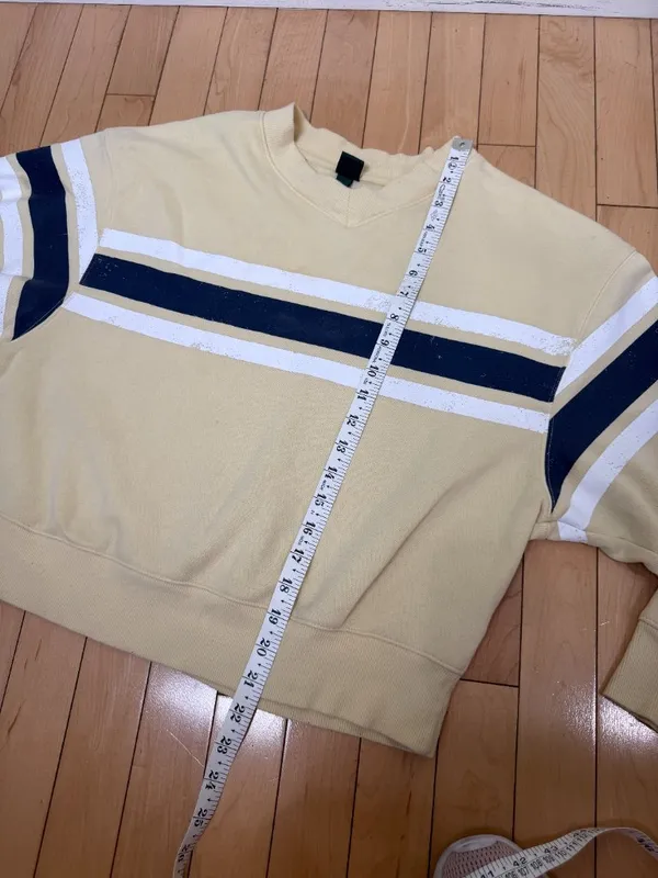 WILD FABLE Pale Yellow Striped Cropped Oversized Sweatshirt Size XXS - Image 5