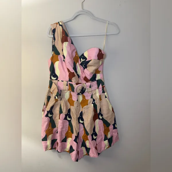 FARM Rio Pink and Tan Patterned romper - Image 2