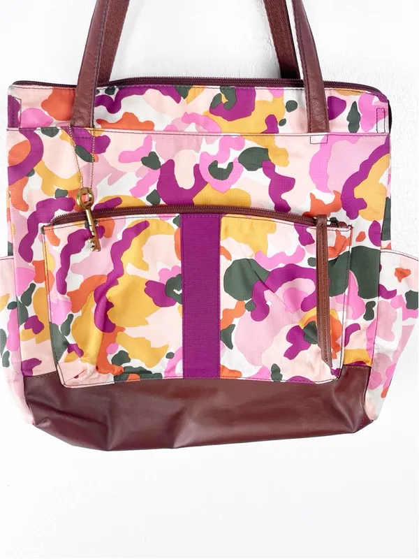 FOSSIL Jenna Floral Double Shoulder Straps Canvas Tote Bag - Image 12