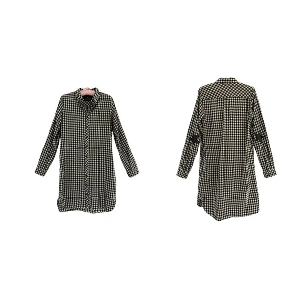 Maison Scotch Black & White Gingham Plaid Button Front Dress size Medium - Image 2